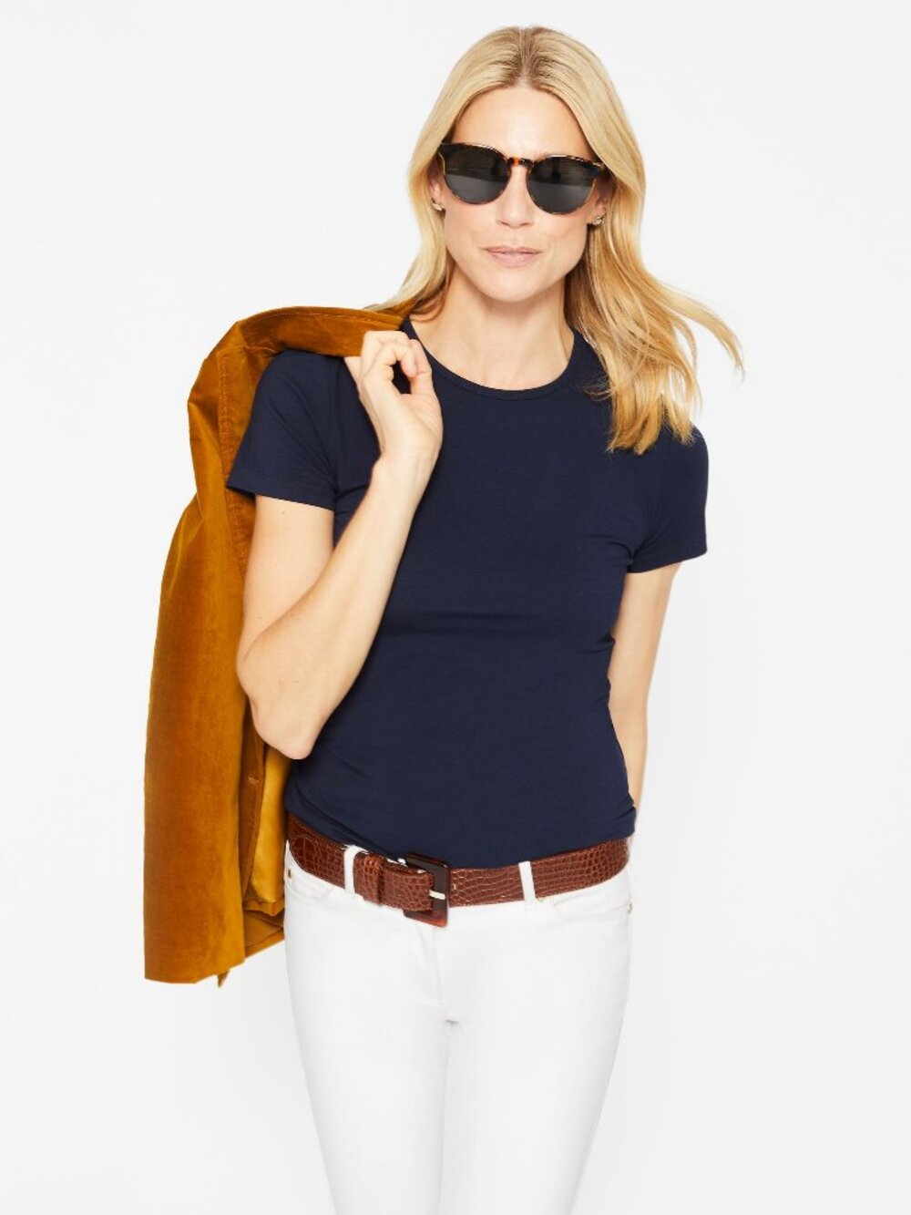J McLaughlin Allie Cap Sleeve Tee - Navy NEW